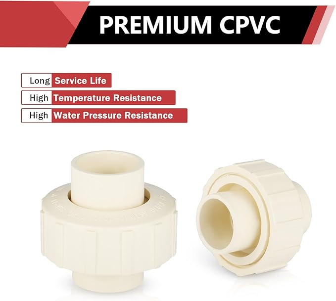 30 Pack) EFIELD 1" Inch CPVC Slip Union, CTS x CTS Union Solvent Connection Fittings,(CPVC032-30PCS)