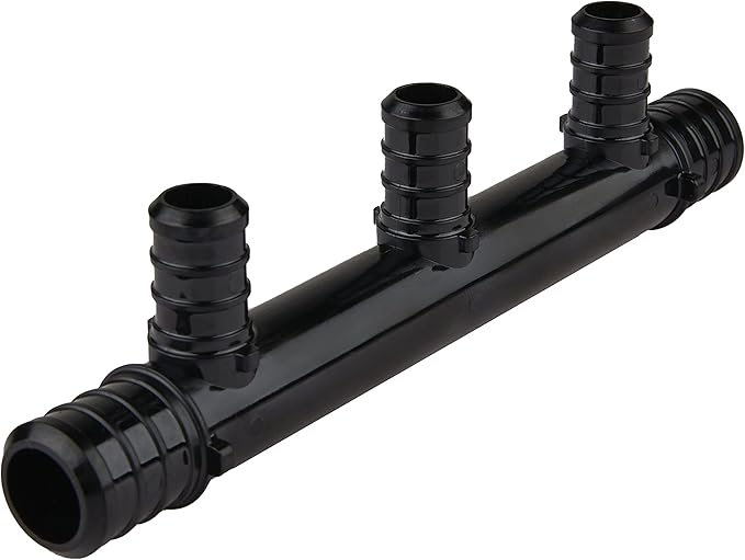 EFIELD 3 Outlets Open Poly PPSU Barb Crimp Pex Manifold: 3/4 Trunk, 1/2" Port (3 Outlets), F2159,(PPSU1807015)