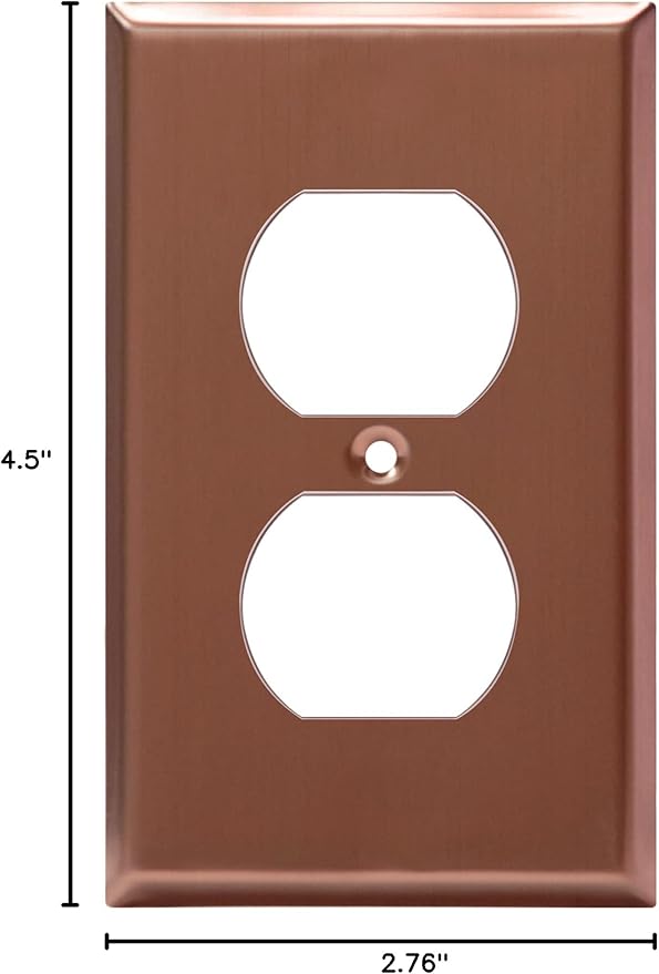 ENERLITES Duplex Receptacle Metal Wall Plate, Stainless Steel Outlet Cover, Corrosion Resistant, Standard Size 1-Gang 4.50" x 2.76", Stainless Steel 201, 7721-BRG, Brushed Rose Gold