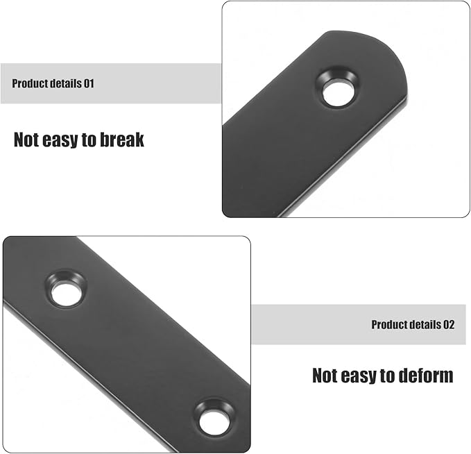 4Pcs 10 Inch Heavy Duty Straight Metal Brackets for Wood, Flat Stainless Steel Mending Plates with Screws, Repair Support Braces for Fence, Bookshelf, Cabinet Reinforcement