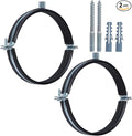 2 PCS Split Ring Pipe Hanger, Heavy Duty Adjustable Pipe Bracket Clamp with Screw & Expansion Tube, Wall Ceiling Mount Galvanized Iron Pipe Strap Supports for Pipe OD 4.9-5.1 Inch(125-130mm)