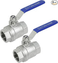 YADIAN 2 Pack 1 inch Ball Valve NPT Female Full Port 304 Stainless Steel 1'' Ball Valve Heavy Duty Shut Off Valve for Water, Oil, and Gas with Blue Locking Handles, 1000 WOG