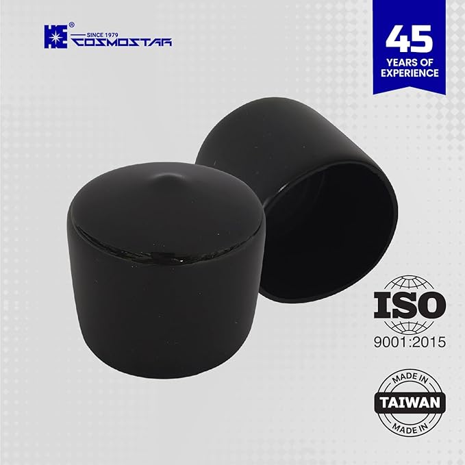 Cosmostar 1.25" Inch (31.75 mm) Round Rubber Hole Plugs - Durable Black End Caps for Metal Tubing, Fences, Chair & Furniture Legs | Easy Glide Protection & Secure
