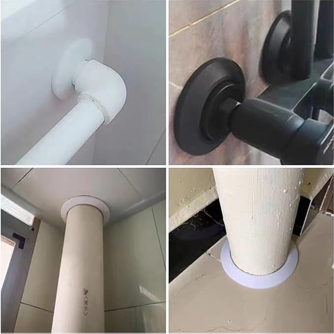 142mm Pipe Cover Decoration; Fit 5.59" Outer Diameter Pipe/Hole; White PP Plastic Escutcheon Collar; Snap-on Water Escutcheon Plate for Bathroom Kitchen Wall Tube Decor 4 Pcs