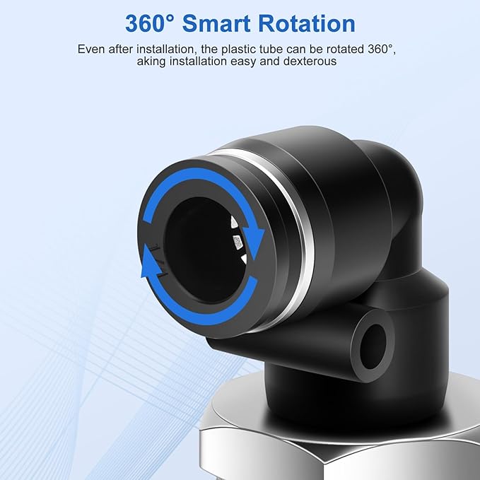 12 Pcs Push to Connect Fittings 1/4 Inch Tube OD x 1/2 Inch NPT Thread Pneumatic Male Straight and Elbow Quick Connect Air line fittings