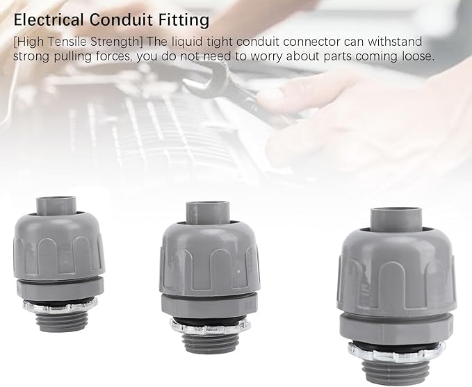 POCREATION 20PCS Liquid Tight Connector, Non Metallic Flexible Electrical Conduit Fittings with 3/4 Inch NPT Interface, for PVC Conduits and Outdoor Lighting Devices