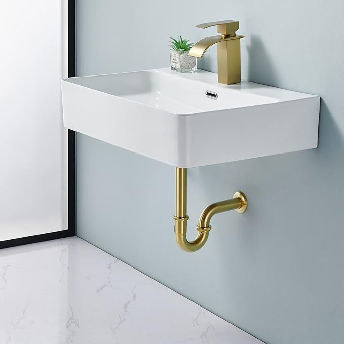 Brass P Trap Bathroom Sink : 1 1/4 Sink Trap with Adjustable Height - Brushed Gold Bottle P-Trap with Slip Joint Extension Tube - U-Shape Basin Sink Plumbing/Pipe Replacement Kit