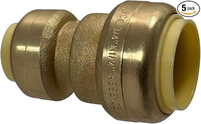 XFITTING Push Fit 3/4 Inch x 1/2 Inch Push Fit Coupling, Push Fit Reducing Coupling, 27-3-8=5XX, 5 Pieces