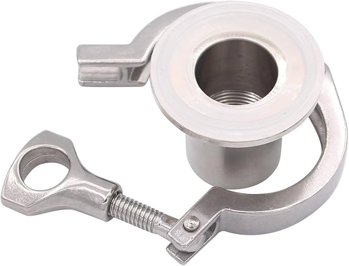 DERNORD 2 Pcs Sanitary Female Threaded Ferrule Pipe Fittings + SUS304 Tri-clamp (Tri-clover Clamp) + Silicone Gasket (Female Threaded Pipe Size:3/4 Inch DN20)