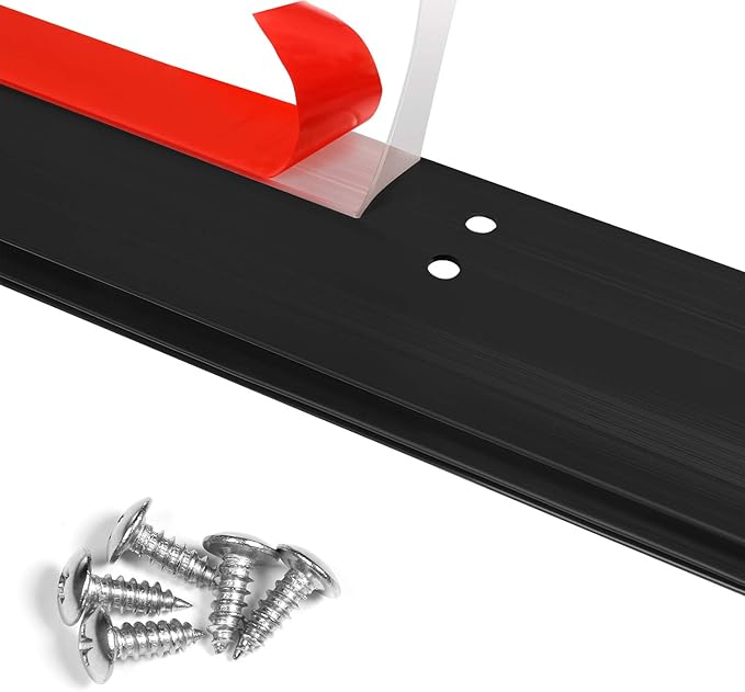 Metal Door Draft Stopper Bottom Mice Seal Strip Noise Blocker, Aluminium Mouse Sweep 2" W x 36" L, Black
