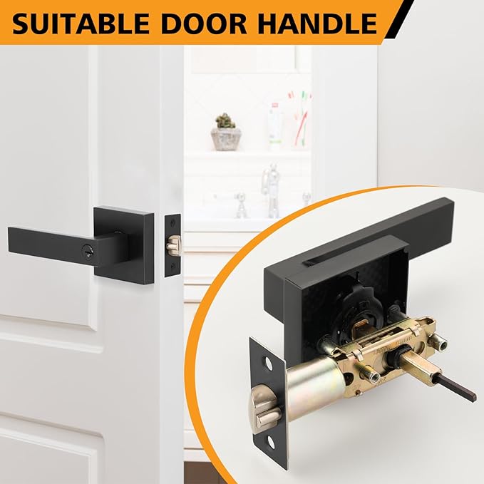 Adjustable Door Latch 2-3/8''(60mm) or 2-3/4''(70mm), 45° Turning Angle Universal Door Lock Replacement Part with 3/10'' (7.7mm) Square Hole, Handles or Deadbolts Not Included