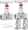 TAISHER 2PCS 304 Stainless Steel High Pressure Straight Needle Valve 3/8" Female NPT For Flow Control Water Gas Oil With Nipple