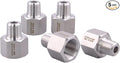 Forged Reducer Adapter Fitting - Stainless Steel 304 Reducing Pipe Connector, 3/8" NPT Female x 1/4" NPT Male (pack of 5)