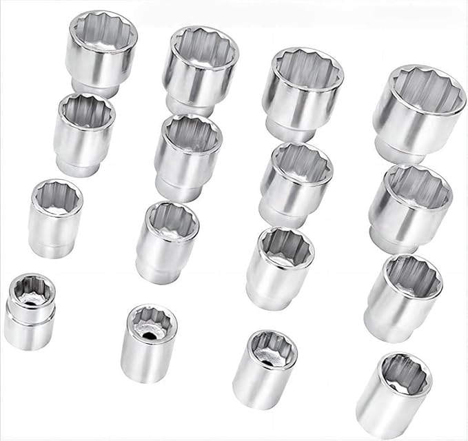 3/4 Inch Drive Socket Wrench Sets,21-Piece,Metric Size(19-50mm),12-Point,CR-V Steel Sockets with Adapters and Ratchet Handle,Flex-head breaker bar
