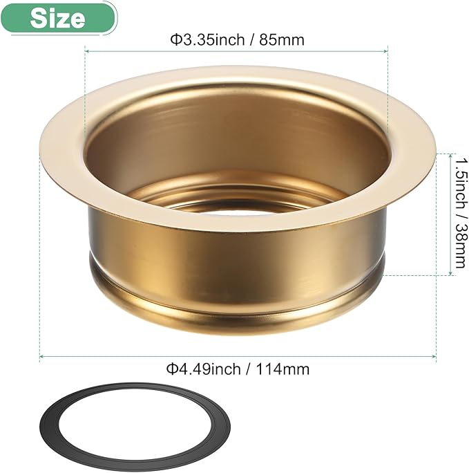1-Pack Garbage Disposal Sink Flange, Kitchen Sink Replacement Accessories, Garbage Disposal Parts, Universal Flange Fit for 3-1/2 Inch Standard Sink Drain Hole [Gold]