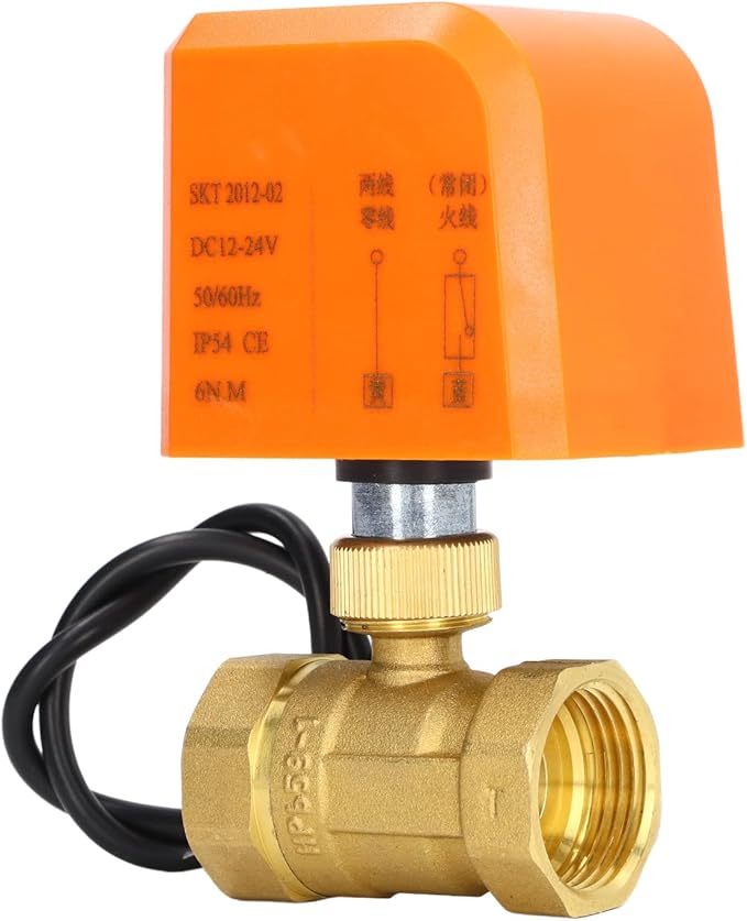 DN25 2 Way 2 Wire Electric Ball Valve Normally Closed Brass Universal Ball Valve DC12 24V High Performance Water Flow Control for Plumbing Systems Brass Material 1 Inch Interface