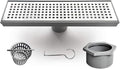 Neodrain 12-Inch Linear Shower Drain with Removable Grate, Professional Brushed 304 Stainless Steel Rectangle Shower Floor Drain Manufacturer, Linear Drain with Hair Strainer