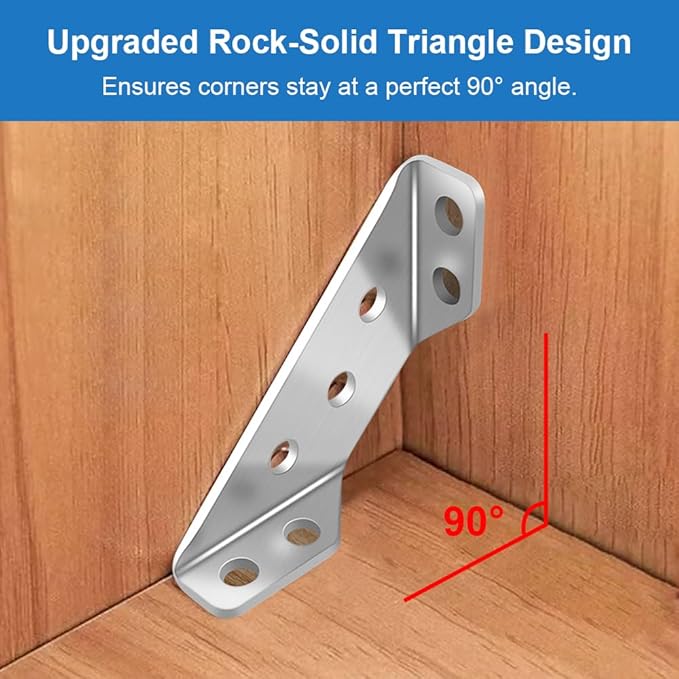 30 Pack Stainless Steel Corner Braces Heavy Duty L Brackets for Wood,Universal Furniture Corner Connectors for Shelves,Tables, Cabinets, Drawer, Chair,Metal Angle Corner Brackets with Screws