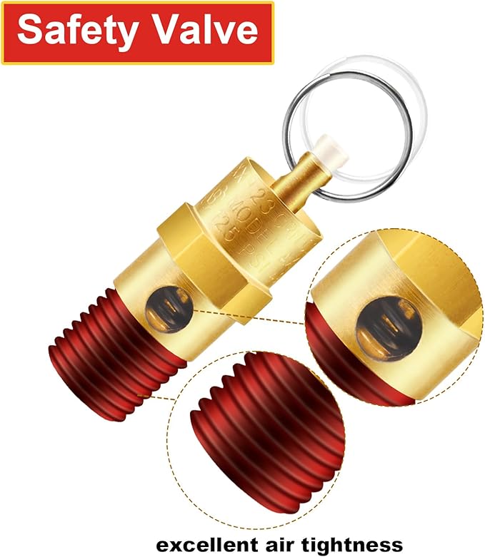 2 Pieces 1/4'' Male 125 PSI NPT Air Compressor Pressure Relief Valve Brass Safety Valve Air Compressor Check Valve