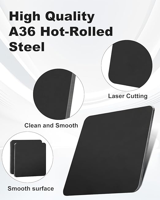 4 Pcs 1/8 Hot Rolled Steel Plates, 4in x 4in A36 Steel Base Plate, Square Weldable Metal Plates for Structural Support and Industrial Use