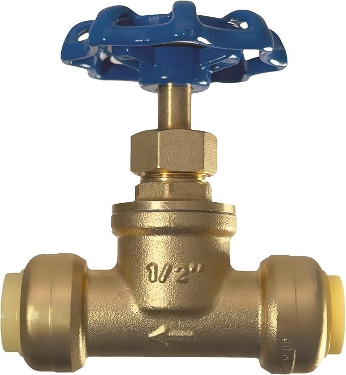 XFITTING 1/2 inch Push Fit Stop Valve with Drain and Vent, Push to Connect Brass Plumbing Fitting, Pex Pipe, Copper, CPVC, PE-RT, HDPE, 2-5-1=10, 10 Pieces