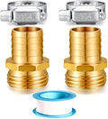 Solid Brass Garden Hose Repair kit Connector with Stainless Steel Clamps, Male Adapter/Female Garden Hose Swivel Fitting… (3/4" Barb x 3/4" Male -2 Sets)