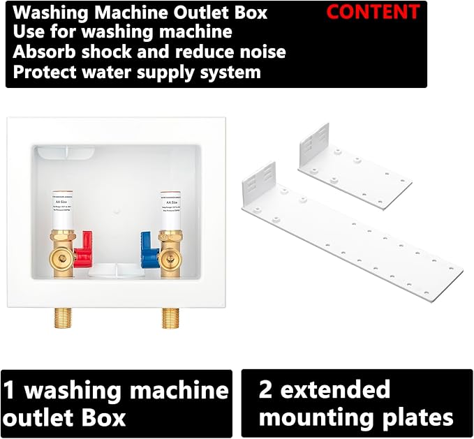 (1 Pack) Lidertik Washing Machine Outlet Box Thread or Sweat with Copper Hammer Arrestors, Inlet 1/2 NPT Thread or Sweat x Outlet 3/4 inch NH Thread LI-XYJH-610(1 PCS)