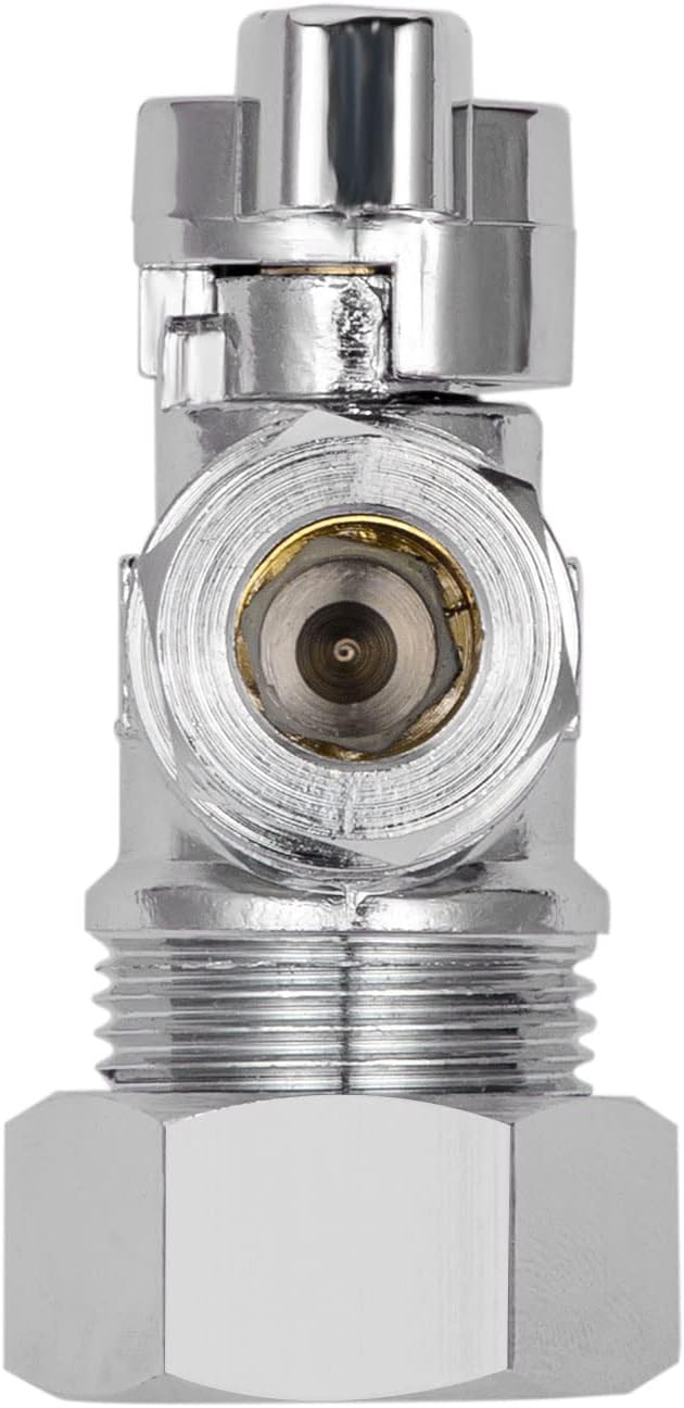 Heavy Duty Angle Stop Valve 1/2" Nom (5/8" OD) Comp x 3/8" OD Comp, 1/4-Turn Operation，High quality lead-free brass (2PCS)