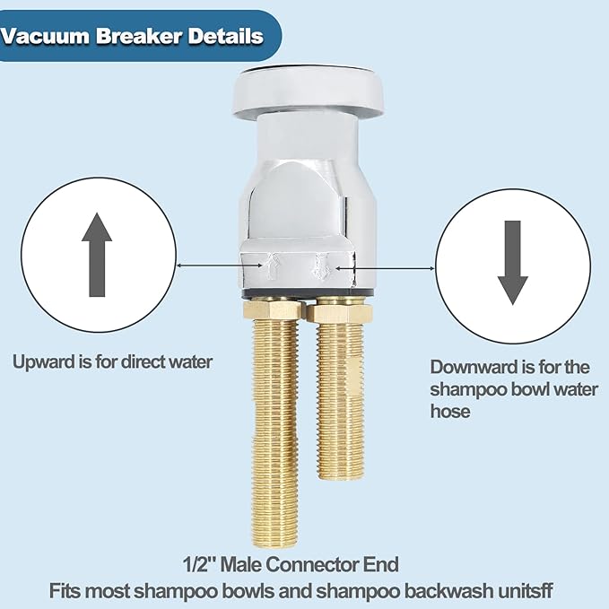 Shampoo Bowl Vacuum Breaker Kit 7Pcs Shampoo Bowl Faucet Salon Sink Replacement Parts
