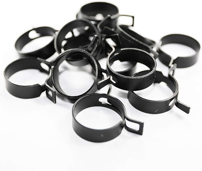 AKIHISA 100 Pcs 20-27mm Spring Hose Clamp, Spring steel 65Mn Fuel Hose Clamp, 8 sizes for Silicone Vacuum Fuel Oil Hose Line Clamps