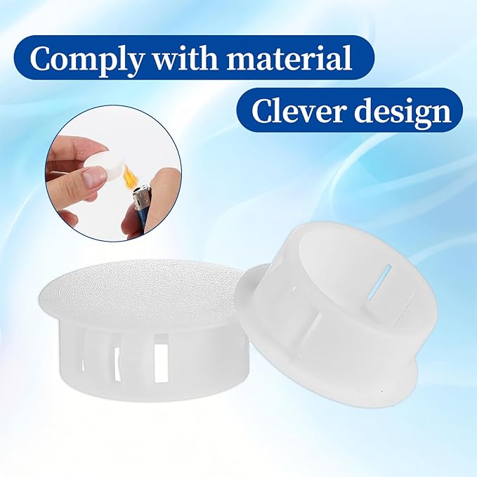 190 Pcs 9 Sizes White Hole Plugs, Plastic Hole Plugs 1/5" 1/4" 5/16" 3/8" 1/2" 5/8" 3/4" 7/8" 1" White Panel Knockout Locking Plug, Round Drill Screw Covers for Kitchen Cabinet Furniture