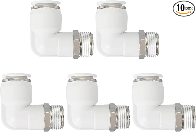PATIKIL Push to Connect Fitting, 10 Pack Pneumatic Air Elbow Quick Connector 3/8"PT Male Thread x 12mm Tube 90 Degree Connect Tubing Elbow Air Tube Fitting Pneumatic Quick Adapter, White