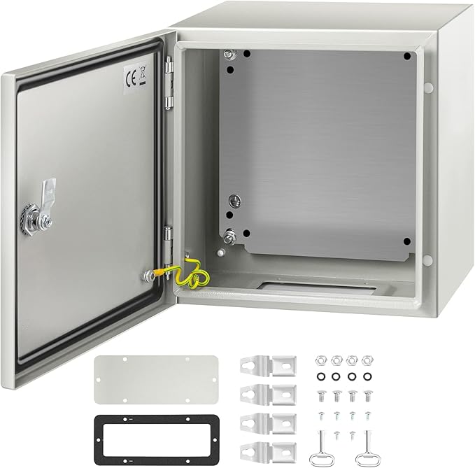 VEVOR NEMA Steel Enclosure 12×12×8,NEMA 4X Steel Electrical Box,IP66 Waterproof & Dustproof,Outdoor/Indoor Electrical Junction Box,with Mounting Plate