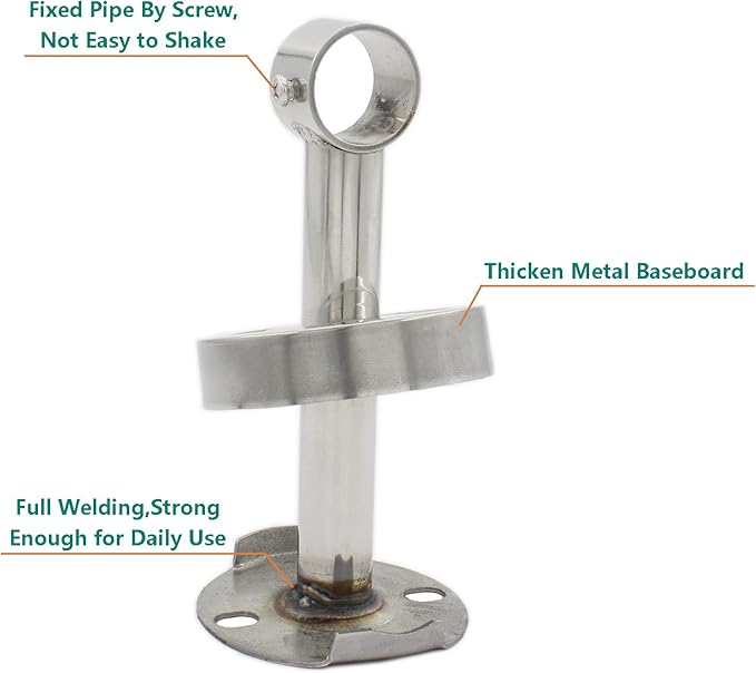 2 Pack Ceiling Mount Bracket, Stainless Steel Wardrobe Pipe Bracket Rod Holder Ceiling Holder, ULIFESTAR Shower Curtain Closet Wardrobe Rod Lever Support Holder Pipe Flange Socket (D*H)26*500mm/1*20''