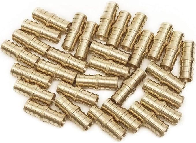 VENTRAL PEX Fittings, 5 Pex Fittings 1/2 Inch Straight Coupling Barbed Connector Crimp Brass for Pipe Tubing, No Lead