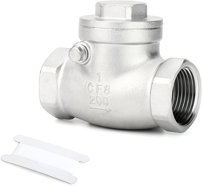 TAISHER 1PCS 304 Stainless Steel 1" NPT Female Swing Check Valve，Backflow Prevention, One Way Check Valve CF8 WOG 1000
