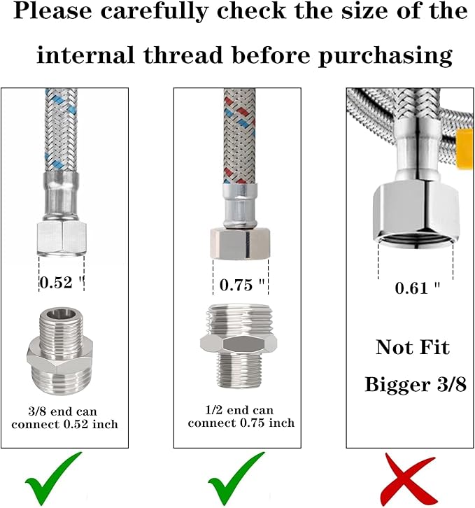 Nickel Plated Brass G 1/2 male to 3/8 Male Compression Reducer Faucet Adapter Hose Fitting Water Supply Line Adapter for RV Kitchen Plumbing Pipe Connector 4PCS