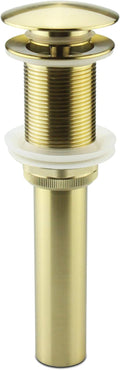 Gold Lavatory Faucet Sink Drain Stopper Without Overflow, Vanity Bathroom Vessel Pop up Sink Drain