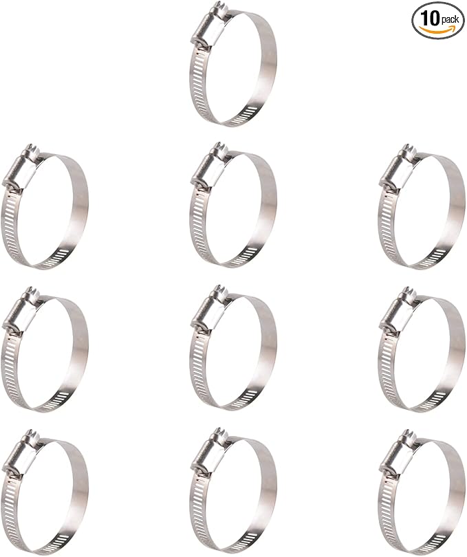 Winlong Stainless Steel 2'' Hose Clamps, 10PK SAE 36 Worm Gear Hose Clamps Adjustable 1 3/4 Inch-2 3/4 Inch (45-70mm) for Automotive Plumbing, 2 1/2'', 2.5'', 2 1/4'' Hose Clamps