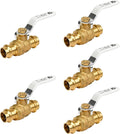(5 Pack）3/4" Propress Brass Ball Valve, Lead-Free Press Shut Off Ball Valve with EPDM O-ring, Fit Both End for Copper Tubing