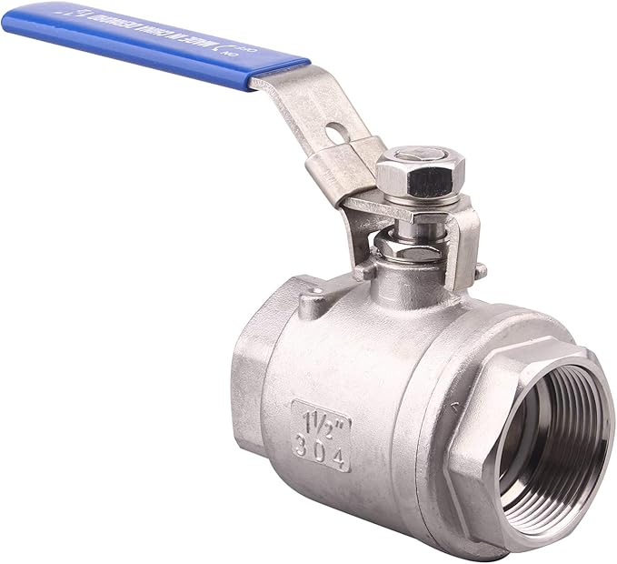 DERNORD Stainless Steel 304 Ball Valve, Full Port Heavy Duty for WOG with Locking Device (1-1/2" NPT)