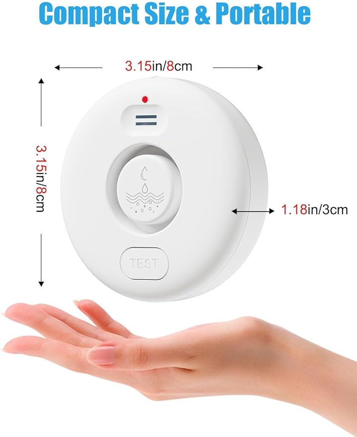 5 Pack Water Leak Alarm Detector, 120dB Loud Alert Water Sensor, IP66 Waterproof, Sensitive Leak and Drip Alert, Easy Installation for Home, Basement Flood Prevention, Bathroom, Sink, Laundry
