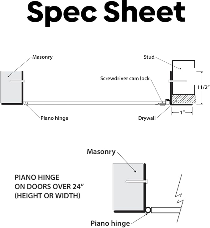 Best 12" x 24" Universal Access Panel – Flush Steel Door with Exposed Flange for Walls or Ceilings, 16-Gauge Cold Rolled Steel Frame, Screwdriver Cam Latch, White Powder-Coat Primer Finish, BA-UAP