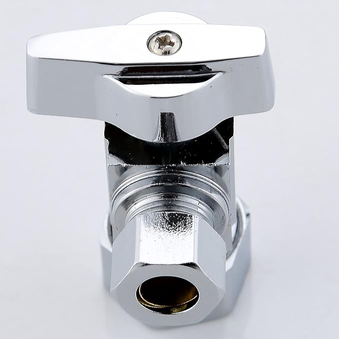(2-Pack) Cyrret Angle Stop Shut off Valve 1/4 Quarter Turn 5/8" OD (1/2" Nominal) Compression Inlet X 3/8" OD Compression Outlet Chrome Plated Brass…