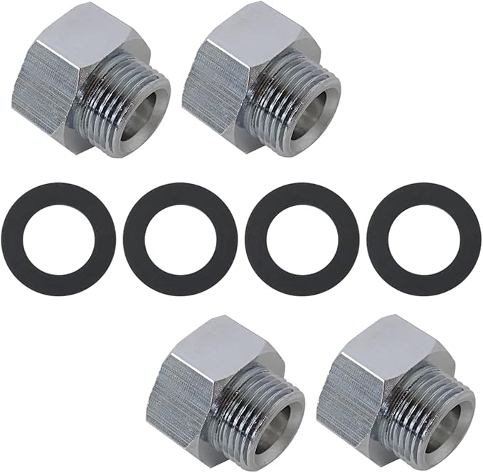 Upgraded 4 Pack Water Line Adapter, Pipe Fittings in 1/2" Female to 3/8" Male Reducer Adapter, Stop Valve Pipe Connector With Rubber Washer