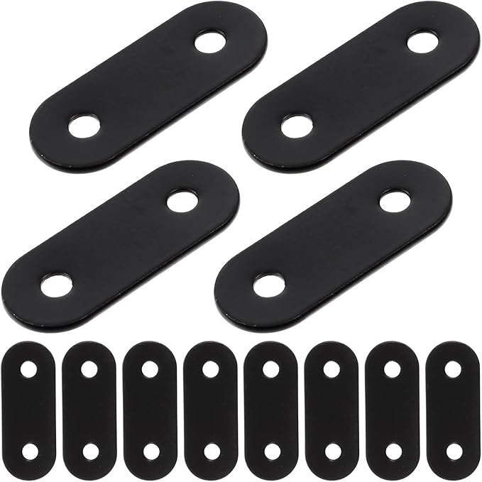 20pcs Stainless Steel Black Flat Corner Brackets Small Metal Mending Plates Fixing Plates for Shelves Furniture Window Reinforcement