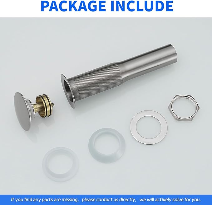 BWE One Piece Bathroom Vessel Sink Drain Stopper Without Overflow Pop Up Drain Assembly with Strainer for Bathroom Vessel Vanity Faucet Brushed Nickel