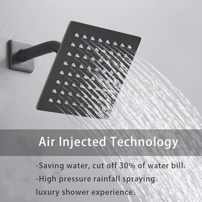 Oil Rubbed Bronze Shower System 6 Inch Bathroom Rain Mixer Shower Combo Set Wall Mounted Rainfall Shower Head and Handheld System Shower Faucet Set Rough-in Valve Body and Trim Kit