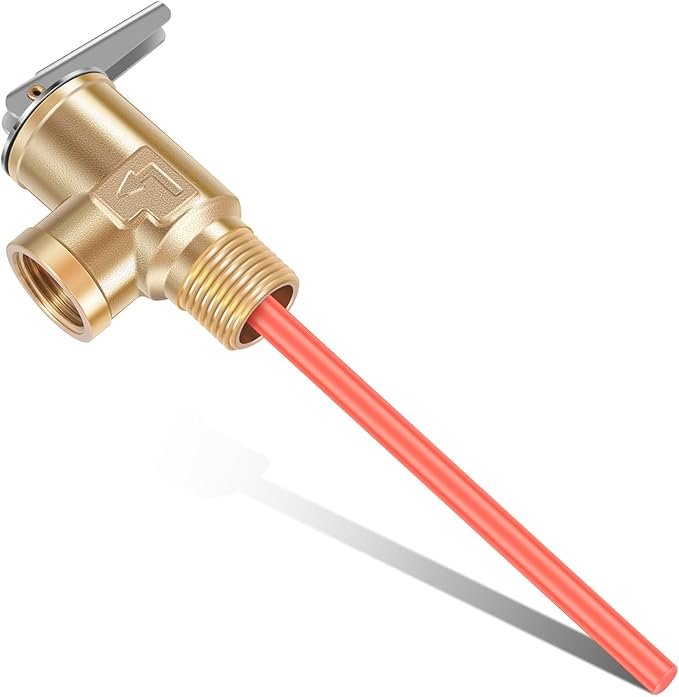 1/2" NPT RV 0.7MPa Temperature and Pressure Relief Valve Thickened Brass Safety Valve RV Water Heater Temperature and Pressure Relief Valve for Hot Water Heater Tanks (DN15-1pc)