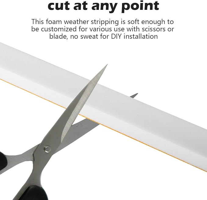 Foam Strips with Adhesive High Density Weather Stripping Neoprene Foam Tape for Doors Windows Insulation, 1/2" Wide X 1/2" Thick, 6.5 Ft X 2 Rolls, Total 13 Feet